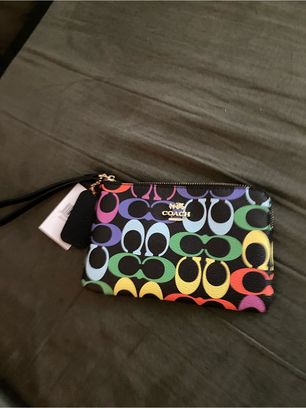 Coach Rainbow Signature C Wristlet on Black